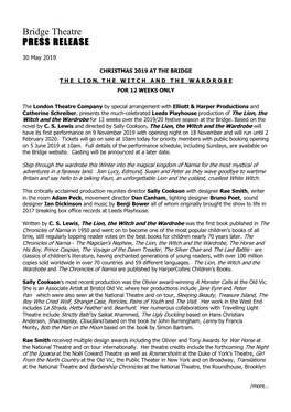 Bridge Theatre PRESS RELEASE