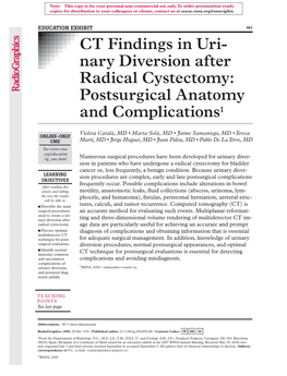 CT Findings in Uri- Nary Diversion After Radical Cystectomy: Postsurgical Anatomy and Complications1