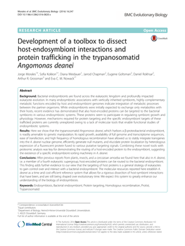 Development of a Toolbox to Dissect Host-Endosymbiont Interactions And