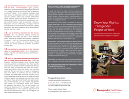 Know Your Rights: Transgender People at Work