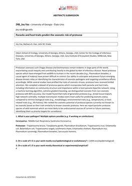 Parasite and Host Traits Predict the Zoonotic Risk of Protozoa