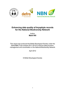 Enhancing Data Quality of Bryophyte Records for the National Biodiversity Network