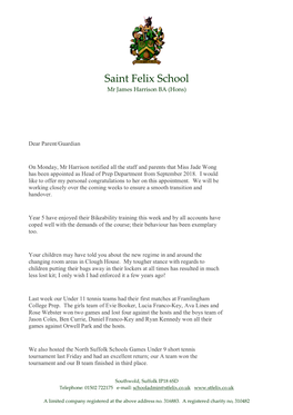 Saint Felix School Mr James Harrison BA (Hons)