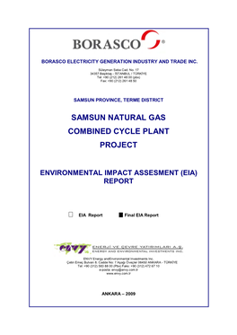 Samsun Natural Gas Combined Cycle Plant Project Final Environmental Impact Assessment (EIA) Report