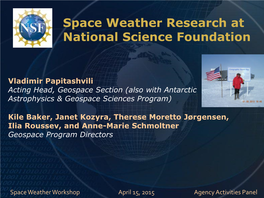 Space Weather Research at National Science Foundation