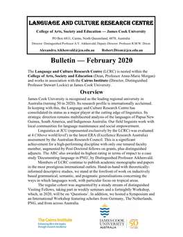 Bulletin — February 2020