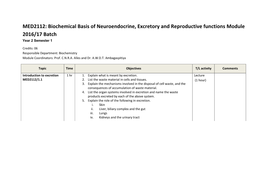 MED2112: Biochemical Basis of Neuroendocrine, Excretory and Reproductive Functions Module 2016/17 Batch Year 2 Semester 1