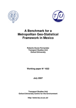 A Benchmark for a Metropolitan Geo-Statistical Framework in Mexico