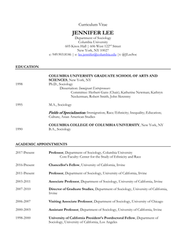 Jennifer Lee Cv