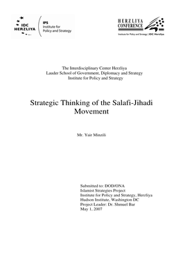 Strategic Thinking of the Salafi-Jihadi Movement