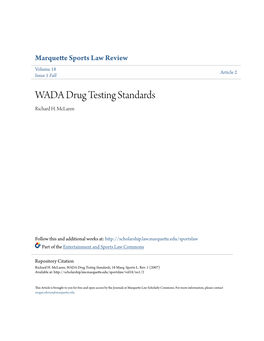 WADA Drug Testing Standards Richard H