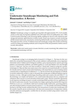 Underwater Soundscape Monitoring and Fish Bioacoustics: a Review