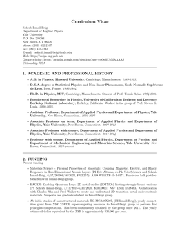 Curriculum Vitae Sohrab Ismail-Beigi Department of Applied Physics Yale University P.O