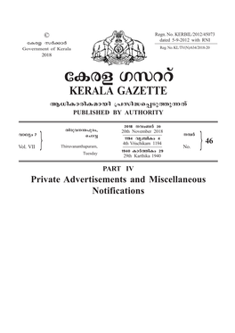 Ticf Kkddv KERALA GAZETTE B[Nimcniambn {]Kn≤S∏Spøp∂Xv PUBLISHED by AUTHORITY