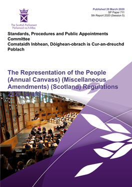 (Miscellaneous Amendments) (Scotland) Regulations 2020 [Draft] Published in Scotland by the Scottish Parliamentary Corporate Body