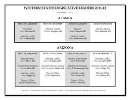 Western States Legislative Leaders 2011-12 Alaska