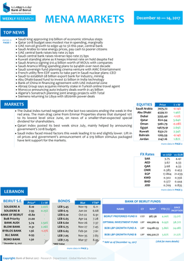 MENA MARKETS December 10 — 14, 2017