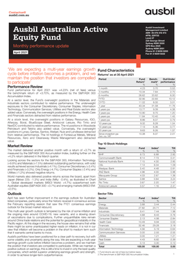 Ausbil Australian Active Equity Fund (ARSN 089 996 127) (Fund)