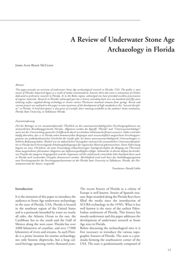 A Review of Underwater Stone Age Archaeology in Florida