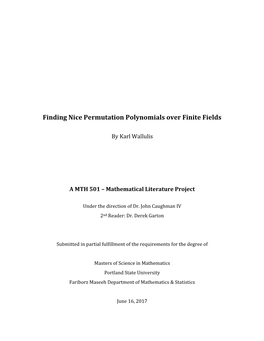 Finding Nice Permutation Polynomials Over Finite Fields