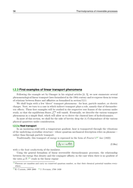 I.2.3 First Examples of Linear Transport Phenomena
