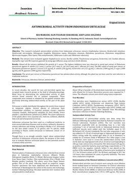 ANTIMICROBIAL ACTIVITY from INDONESIAN URTICACEAE Innovare Academic Sciences