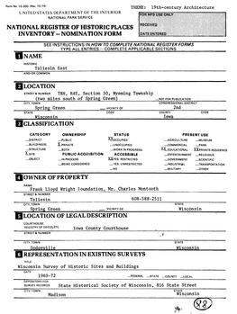 National Register of Historic Places Inventory -- Nomination Form