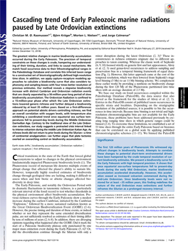 Cascading Trend of Early Paleozoic Marine Radiations Paused by Late Ordovician Extinctions