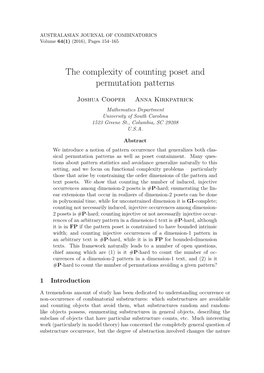 The Complexity of Counting Poset and Permutation Patterns