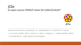 Jcbc: Calsim and Callite Solver