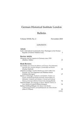 German Historical Institute London Bulletin Vol 32 (2010), No. 2