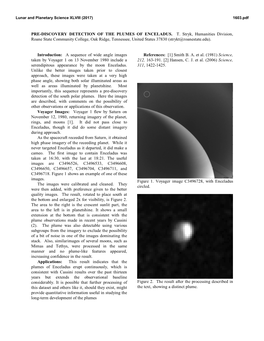 PRE-DISCOVERY DETECTION of the PLUMES of ENCELADUS. T. Stryk, Humanities Division, Roane State Community College, Oak Ridge