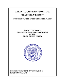 Atlantic City Showboat, Inc. Quarterly Report