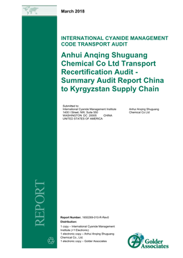 Summary Audit Report China to Kyrgyzstan Supply Chain