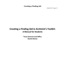 Creating a Finding Aid in Archivists' Toolkit