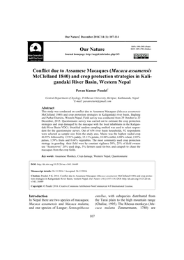 Our N Conflict Due to Assamese Ma Mcclelland 1840) and Crop P