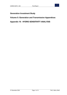 Generation and Transmission Appendices Appendix 10: HYDRO
