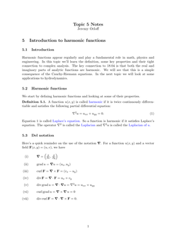 Topic 5 Notes 5 Introduction to Harmonic Functions