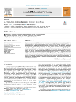 Paper: a Tutorial on Dirichlet Process Mixture Modeling