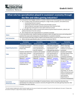 What Role Has Specialization Played in Louisiana's Economy Through the Film and Video Gaming Industries?