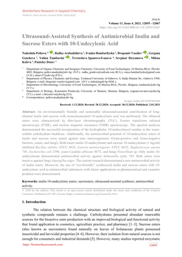 Ultrasound-Assisted Synthesis of Antimicrobial Inulin and Sucrose Esters with 10-Undecylenic Acid