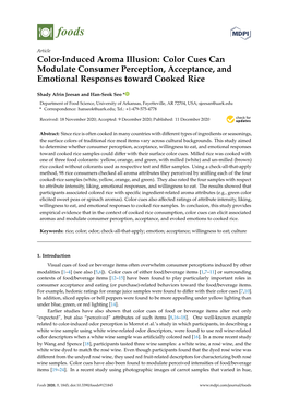 Color Cues Can Modulate Consumer Perception, Acceptance, and Emotional Responses Toward Cooked Rice