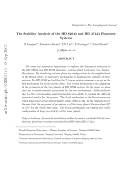 The Stability Analysis of the HD 82943 and HD 37124 Planetary Systems
