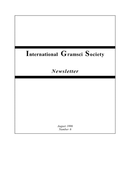 International Gramsci Society Newsletter August 1996 Number 6