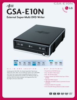 GSA-E10N GSA-E10N External Super-Multi DVD Writer