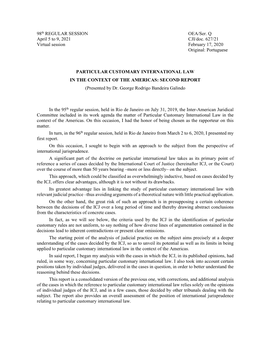 98Th REGULAR SESSION OEA/Ser. Q April 5 to 9, 2021 CJI/Doc. 627/21 Virtual Session February 17, 2020 Original: Portuguese