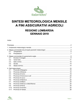 Sintesi Meteorologica Mensile a Fini Assicurativi Agricoli