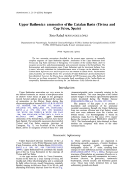 Upper Bathonian Ammonites of the Catalan Basin (Tivissa and Cap Salou, Spain)