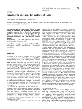 Targeting the Epigenome for Treatment of Cancer