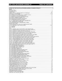 Stellar Shadows Journal #1 Table of Contents